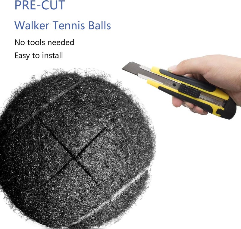 ZUJEAM Walker Tennis Balls Precut, Tennis Balls for Walkers Pre Cut, Walker Legs Universal Precut Gilde Balls for Chairs, Desks, Furniture Legs and Floor Protection -4PCS Black - Image 4
